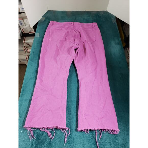 Loft Jeans Size 14 Womens Pink Stretch Pants Ladies Fray Hem Mid Rise Kick Crop - Picture 12 of 13